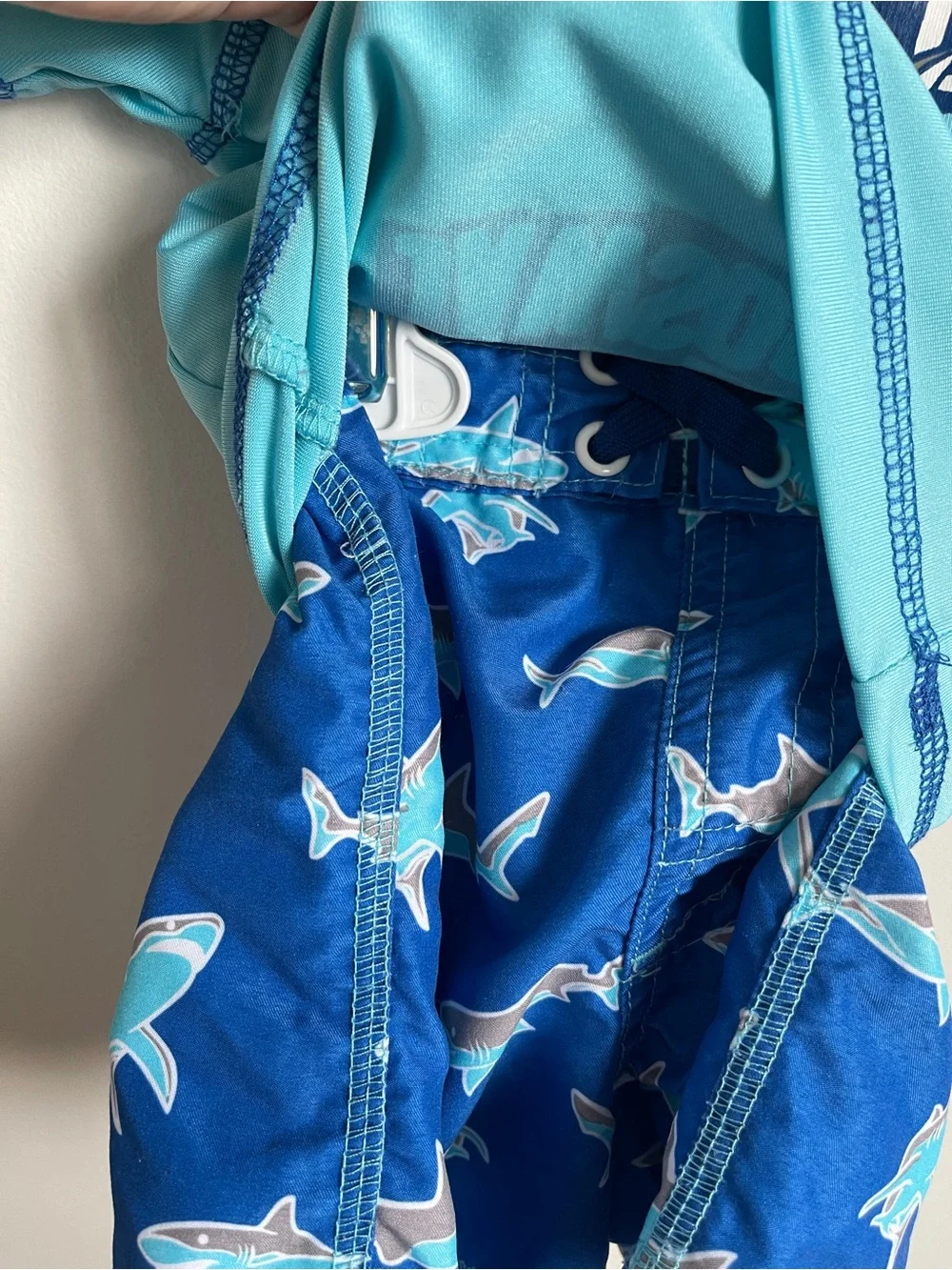 Kids Blue 'Totally Jawsome' Shark Rash Guard‎ Set 12M